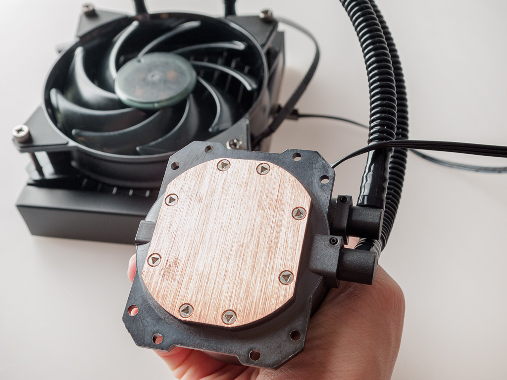 Active water cooling moves heat to larger radiators for quieter, faster performance.
